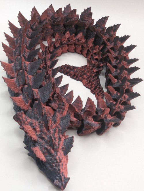 24 Inch Aquatic Dragon in Red and Black