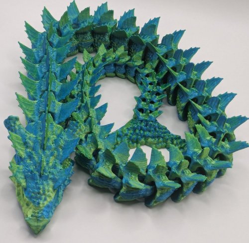 24 Inch Aquatic Dragon in Lime Green and Blue