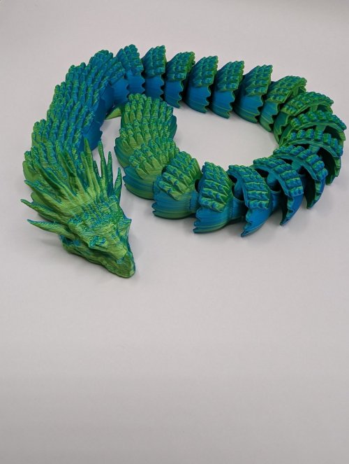 14 Inch Dragon Snake in line green and blue