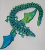 13.5 Inch Winged Dragon in line green and blue 